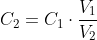 C_{2}=C_{1}\cdot \frac{V_{1}}{V_{2}}